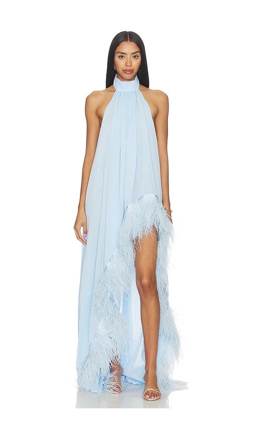 bronx banco madeline halterneck gown in baby blue. - size m (also in s, xl)