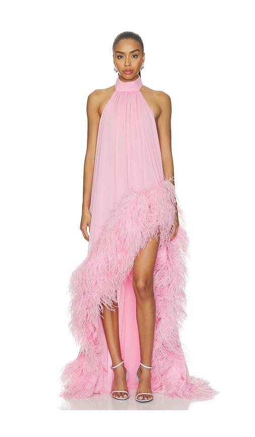 bronx banco madeline halterneck gown in pink. - size m (also in s, xl)