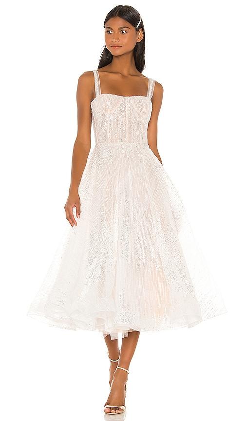 bronx banco mademoiselle bridal midi dress in white. - size s (also in xl)