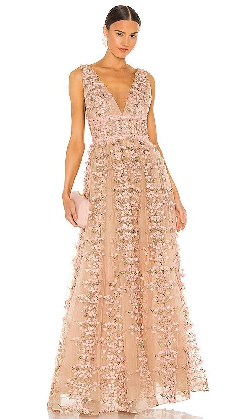 bronx banco megan maxi dress in nude,pink. - size m (also in xs, s)