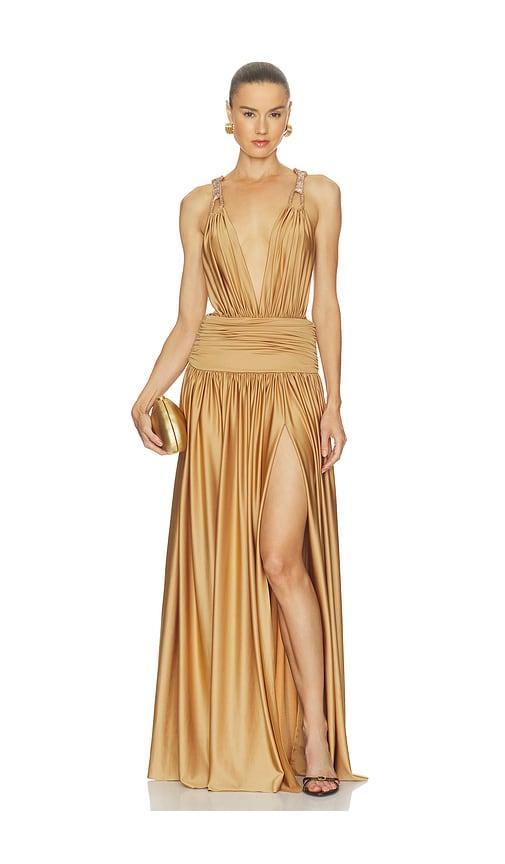 bronx banco tula embellished dress in tan. - size l (also in s, m, xl)