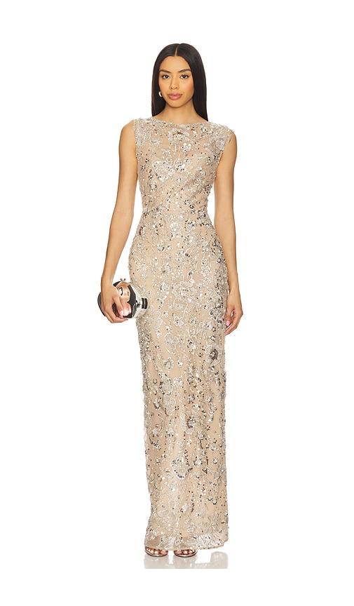bronx banco violet maxi dress in metallic silver. - size m (also in s, xs)