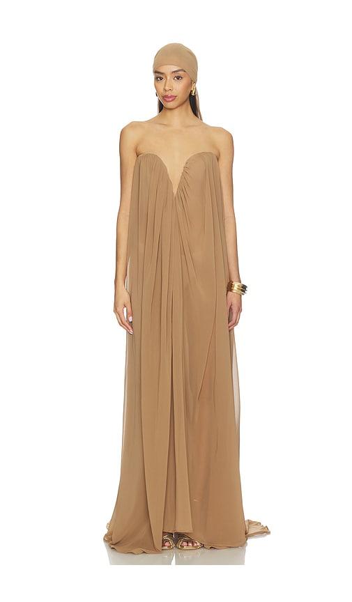 bronx banco wanda chiffon dress in brown. - size l (also in m, s, xs)
