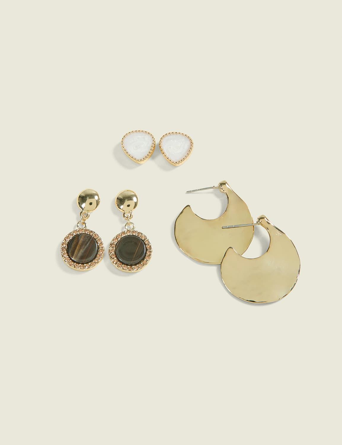 brown marbled earring 3-pack