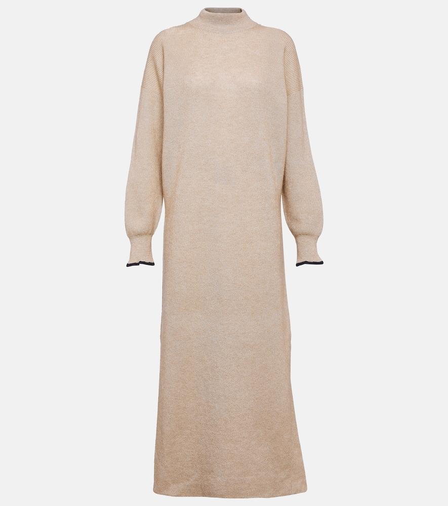 brunello cucinelli alpaca and cotton midi dress