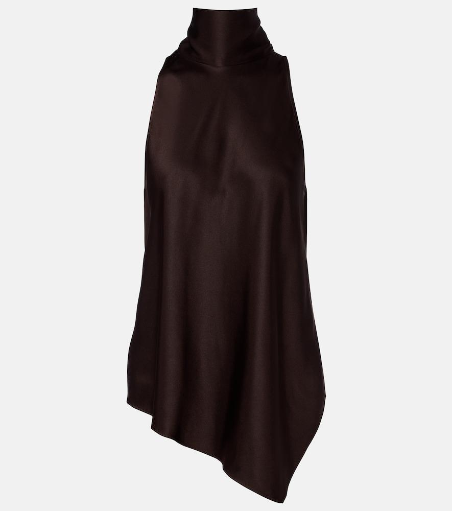 brunello cucinelli asymmetric silk satin top