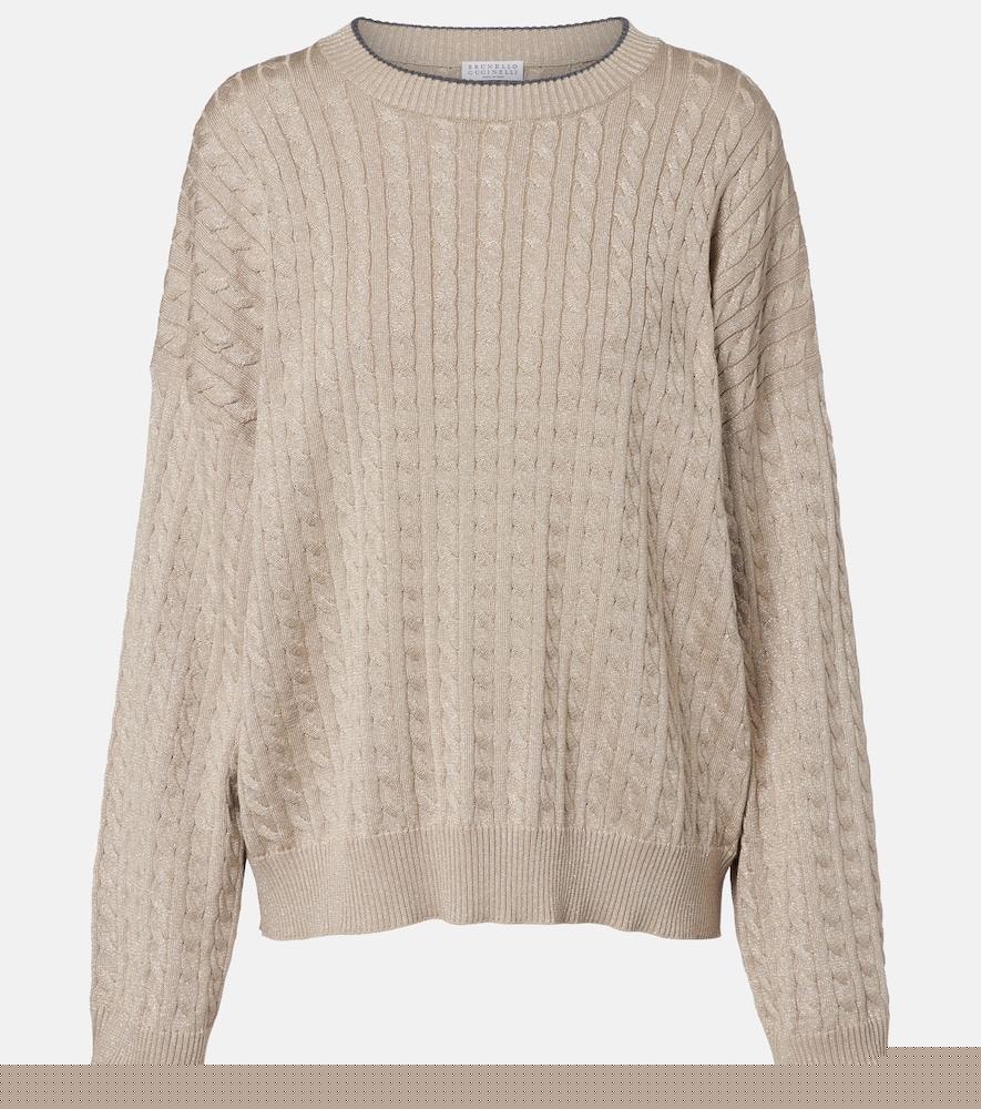 brunello cucinelli cable-knit cotton-blend sweater