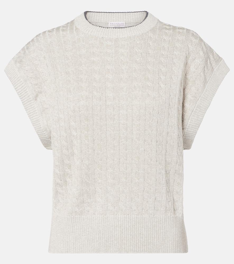 brunello cucinelli cable-knit cotton-blend sweater