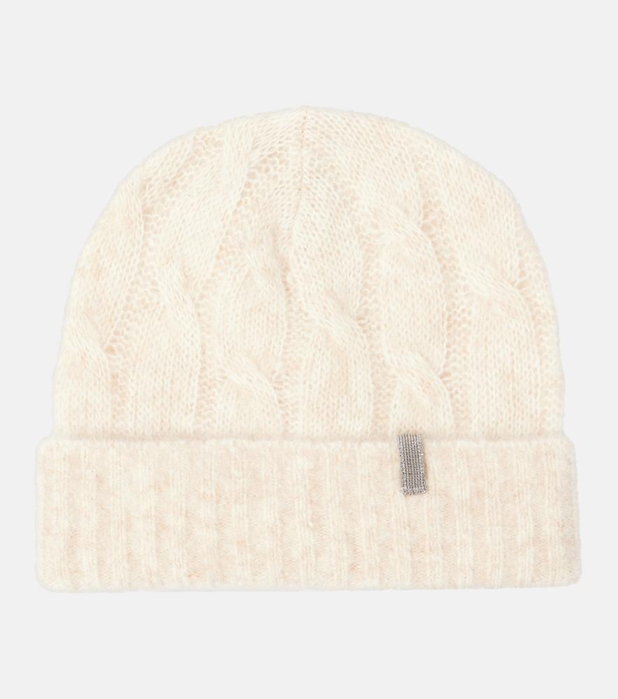 brunello cucinelli cable-knit mohair beanie