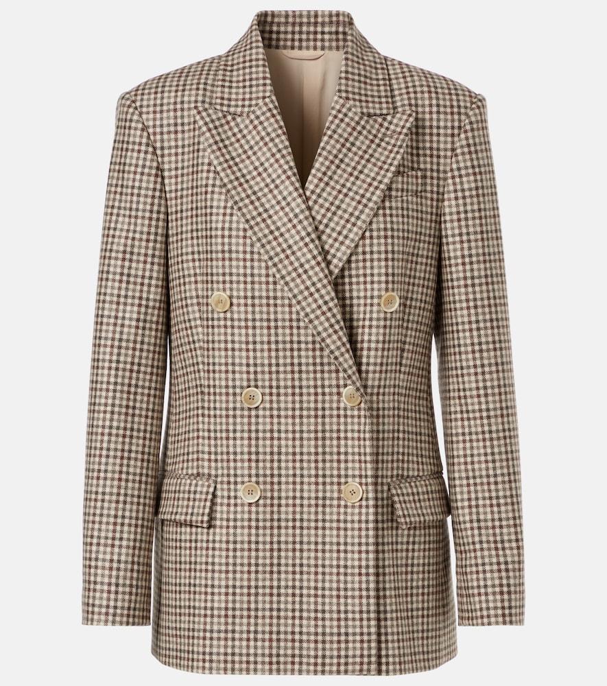 brunello cucinelli checked virgin wool blazer