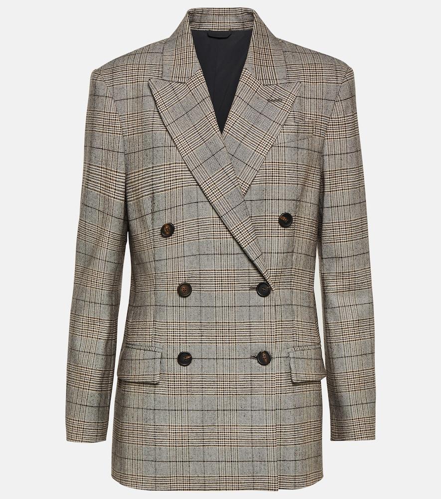 brunello cucinelli checked wool and cotton-blend blazer
