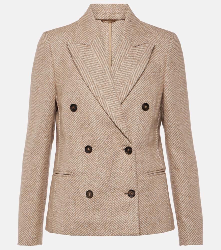 brunello cucinelli chevron wool-blend blazer
