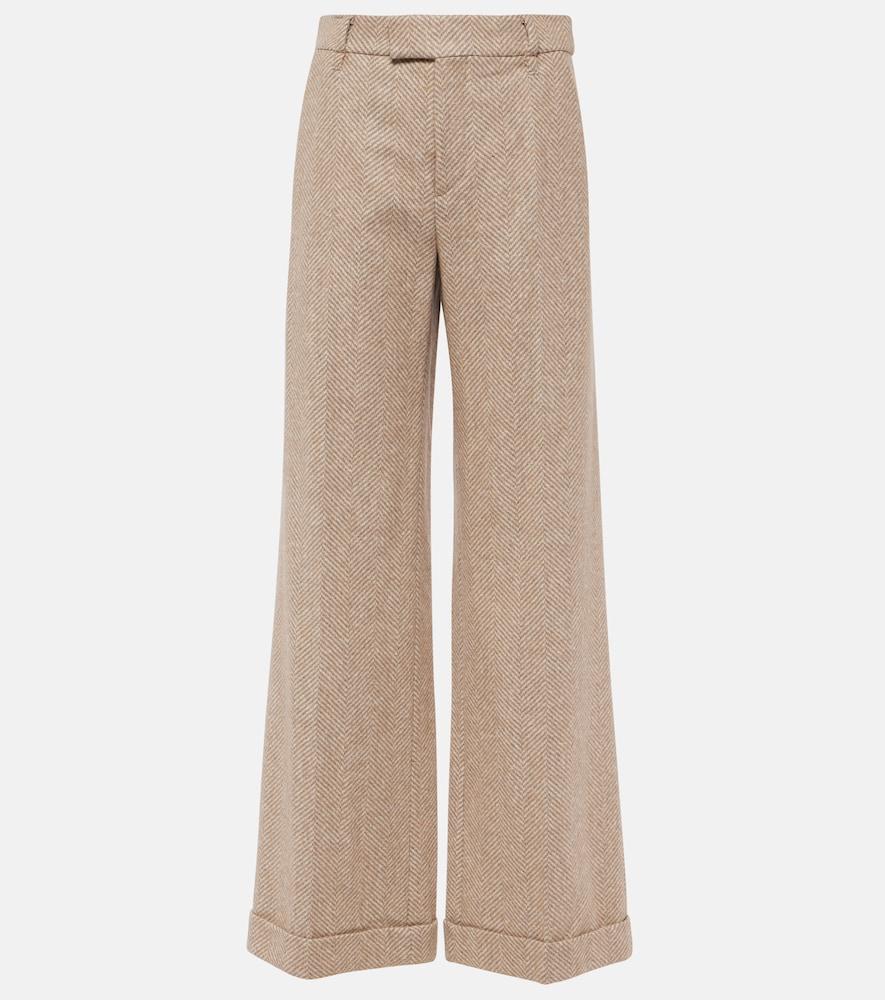 brunello cucinelli chevron wool-blend flared pants