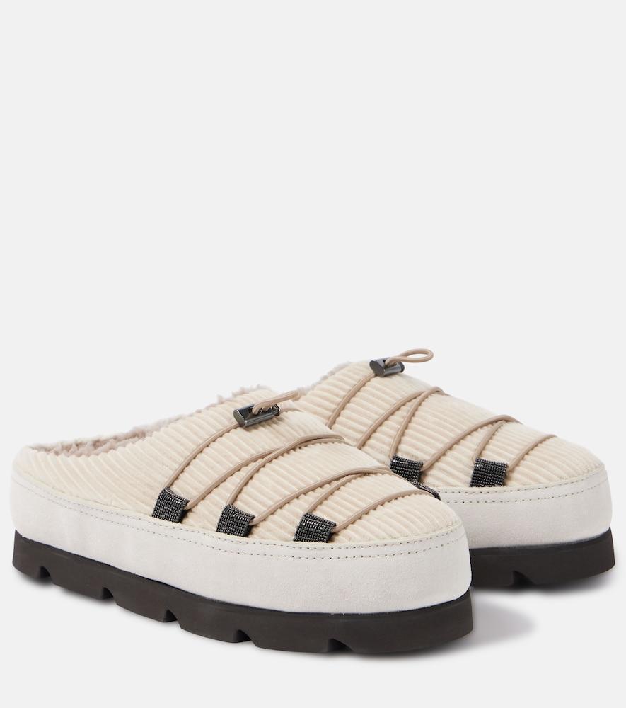 brunello cucinelli chunky shearling-lined slippers