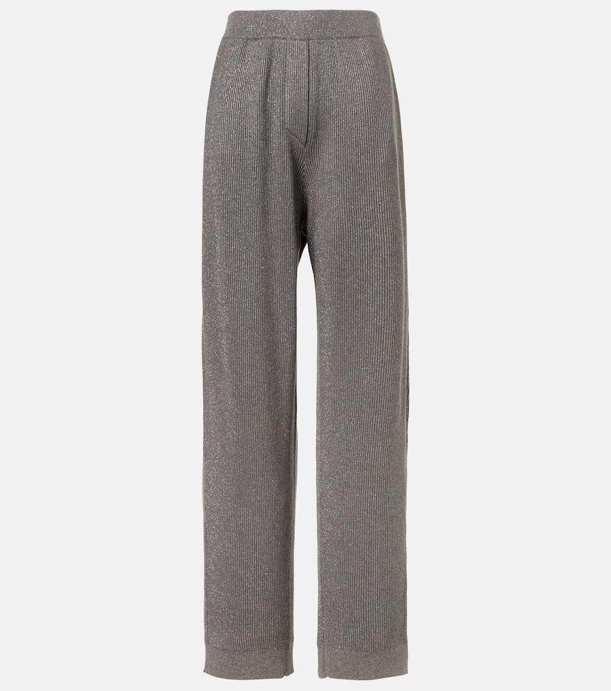 brunello cucinelli cotton-blend lamé wide-leg pants