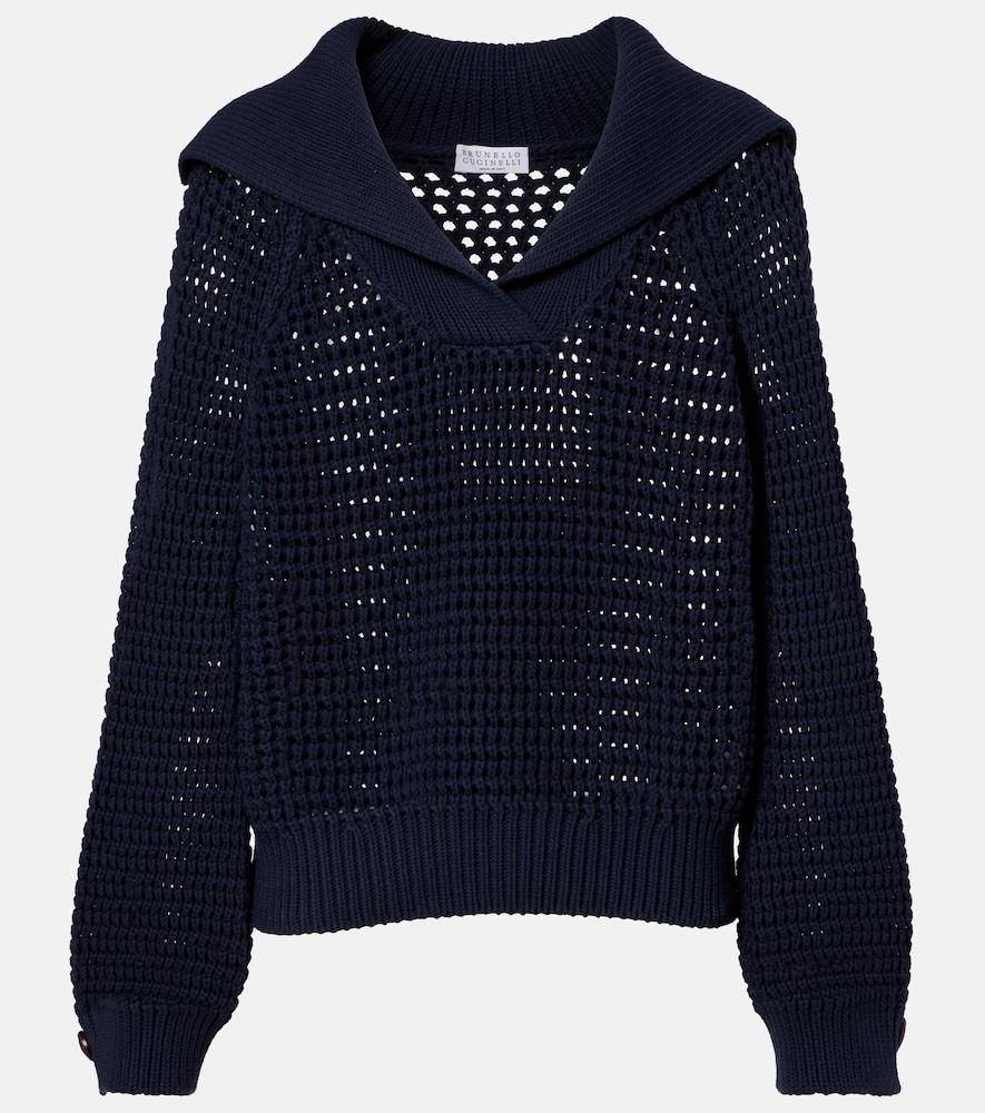 brunello cucinelli cotton-blend polo sweater