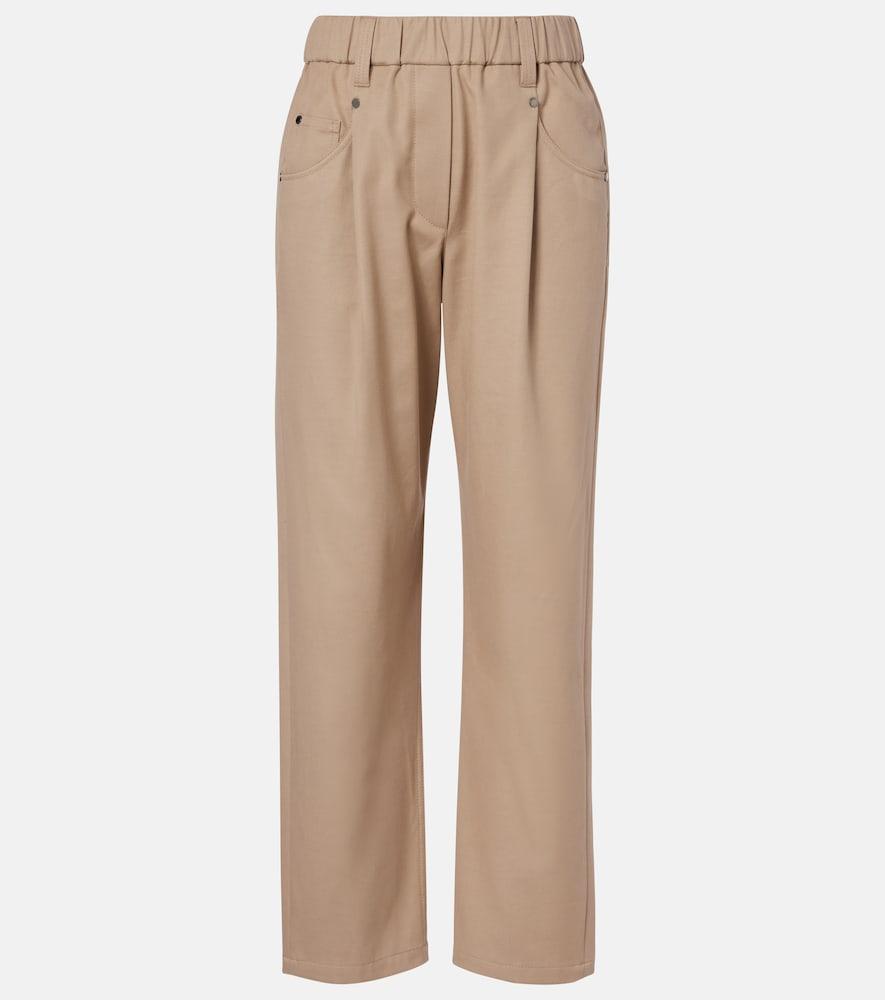 brunello cucinelli cotton-blend straight pants
