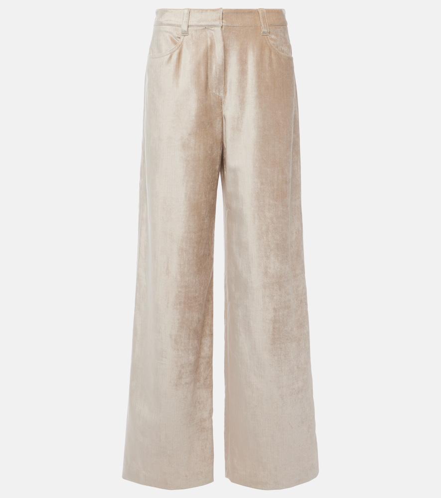 brunello cucinelli cotton-blend wide-leg pants