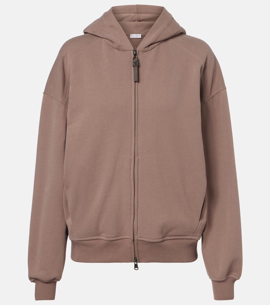 brunello cucinelli cotton jersey zip-up hoodie
