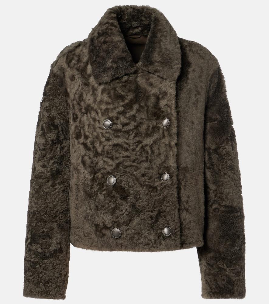 brunello cucinelli cropped double-breasted shearling jacket