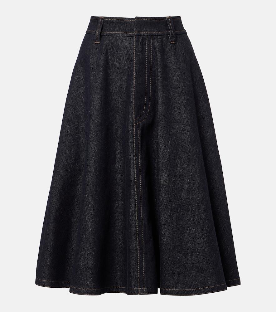 brunello cucinelli denim midi skirt
