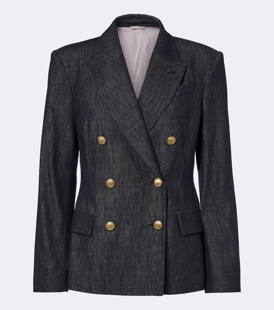 brunello cucinelli double-breasted denim blazer