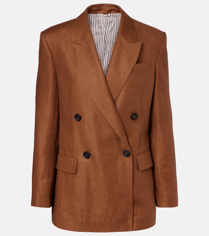 brunello cucinelli double-breasted linen blazer