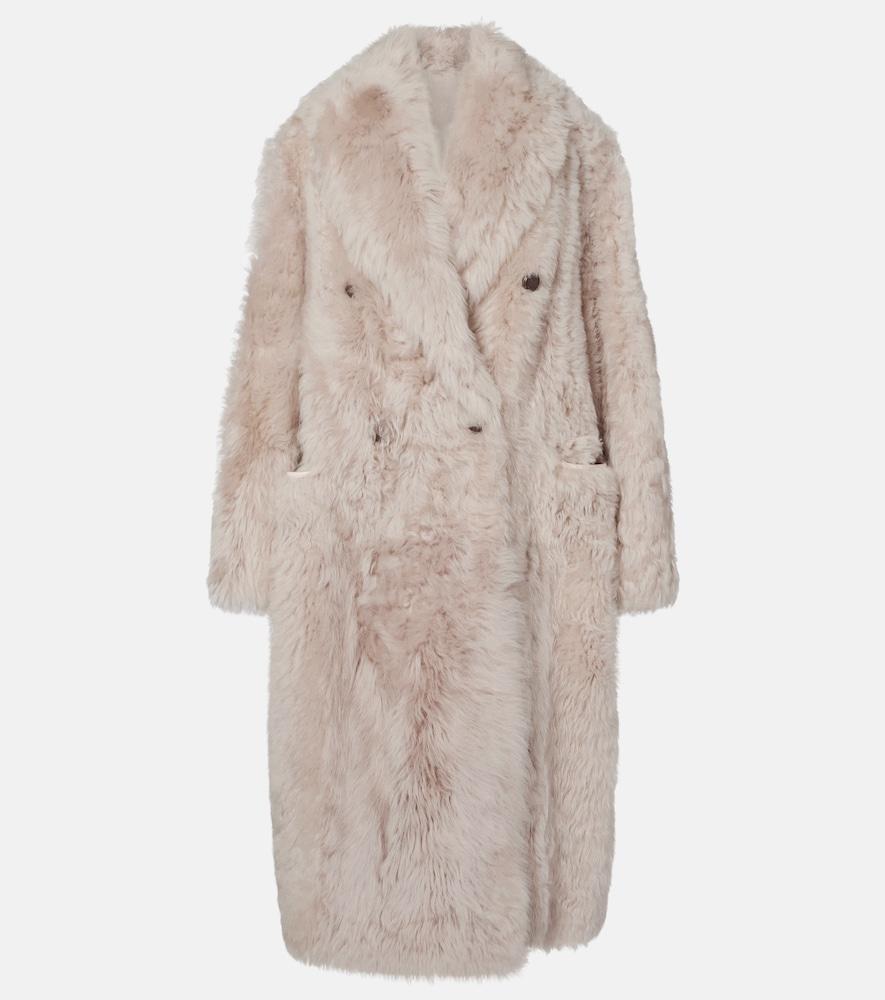 brunello cucinelli double-breasted shearling coat