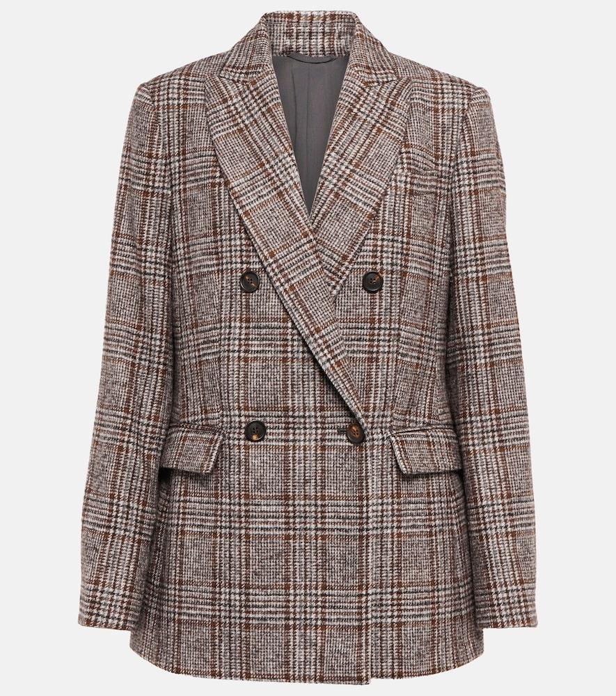 brunello cucinelli double-breasted wool-blend blazer