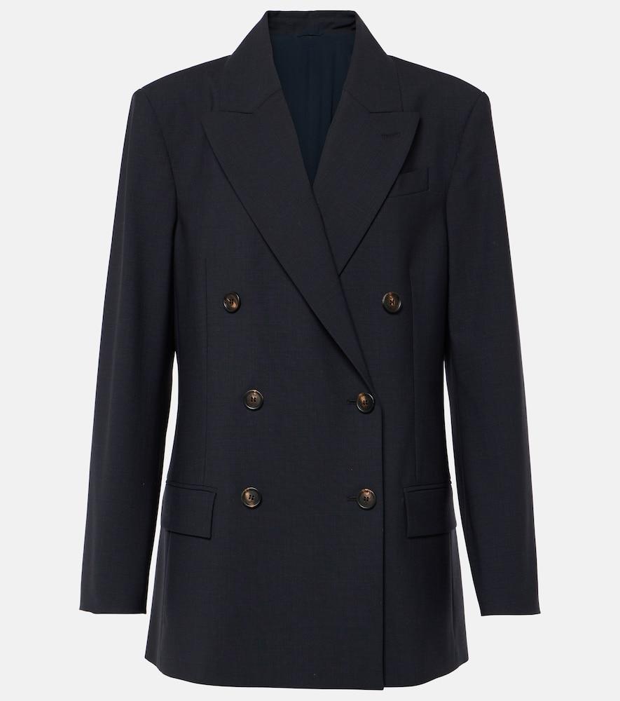 brunello cucinelli double-breasted wool-blend blazer