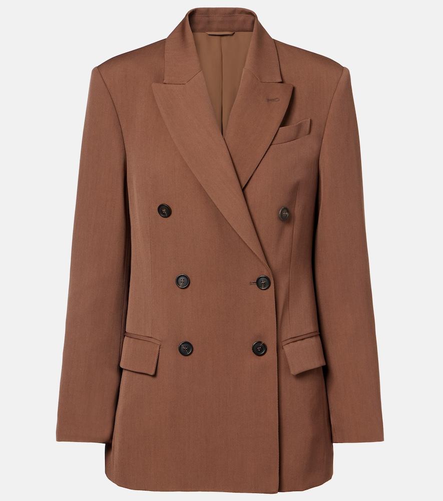 brunello cucinelli double-breasted wool-blend blazer