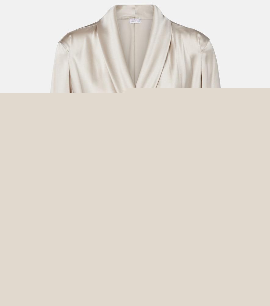 brunello cucinelli draped silk-blend satin blouse