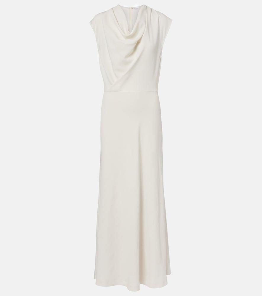 brunello cucinelli draped wool-blend maxi dress