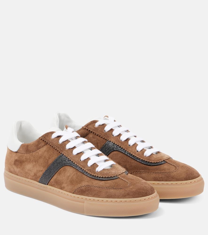 brunello cucinelli embellished suede sneakers