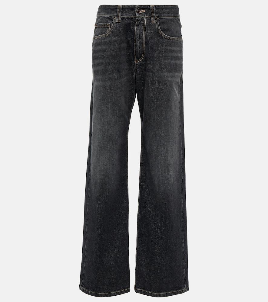 brunello cucinelli embellished wide-leg jeans