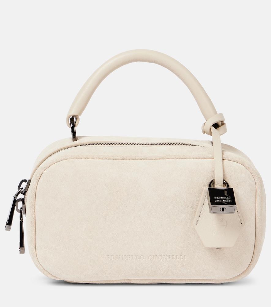 brunello cucinelli foulard mini suede tote bag