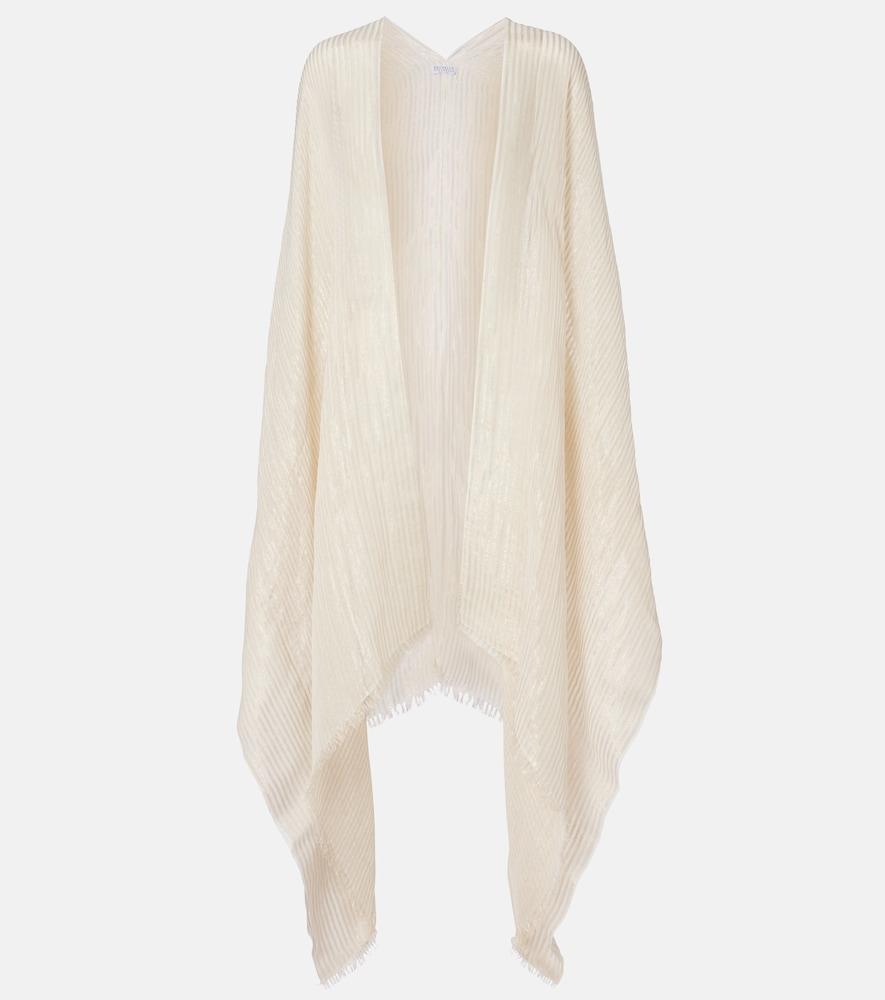 brunello cucinelli fringed linen-blend cape