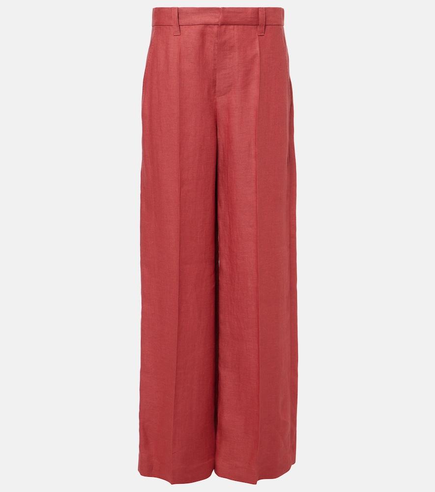 brunello cucinelli hemp and linen wide-leg pants