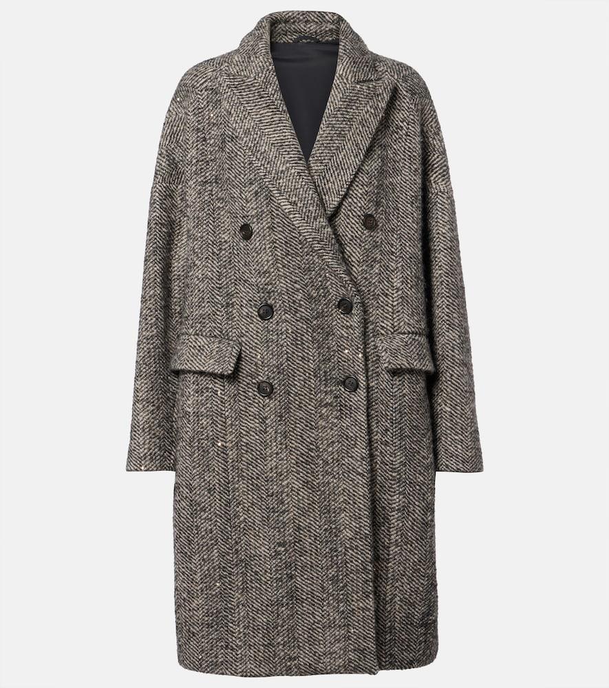 brunello cucinelli herringbone wool-blend coat
