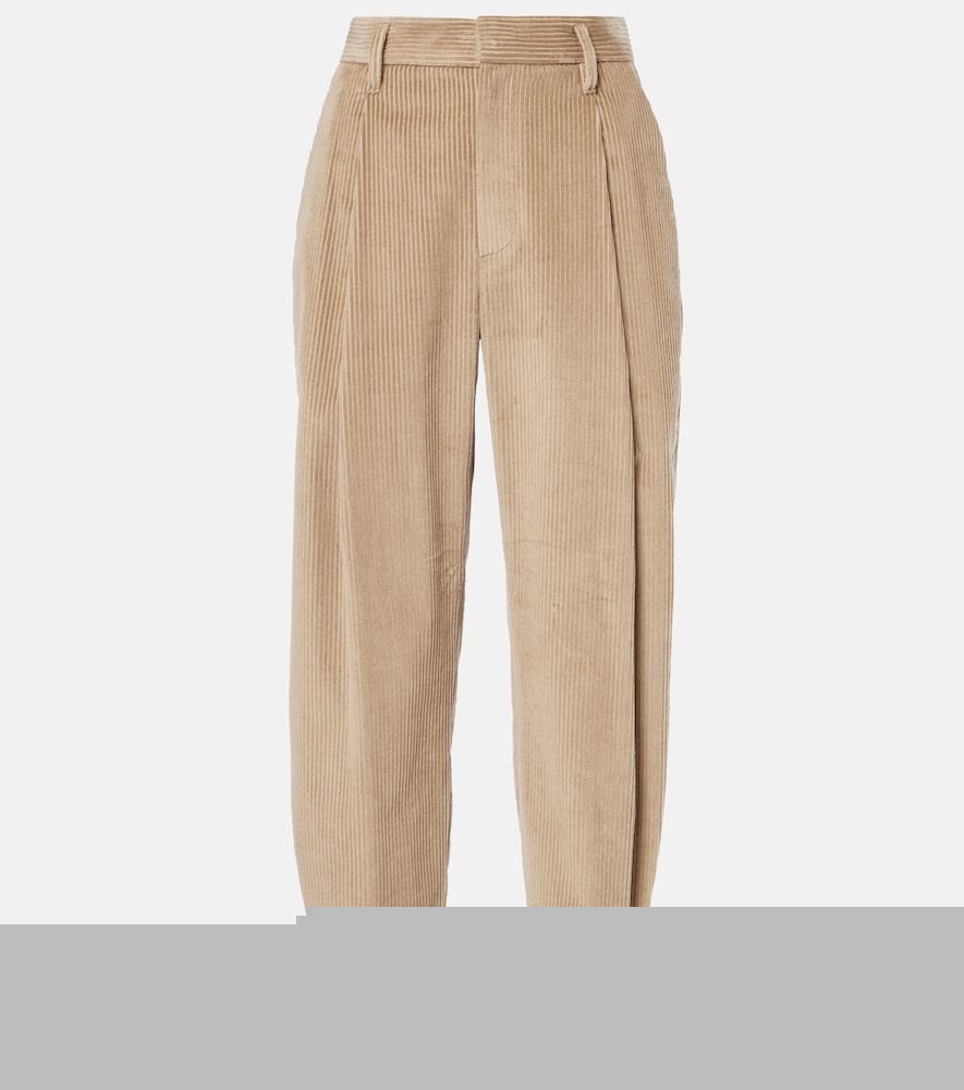 brunello cucinelli high-rise cotton cropped pants