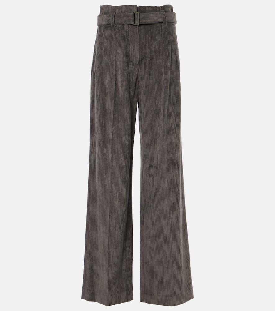 brunello cucinelli high-rise cotton tapered pants