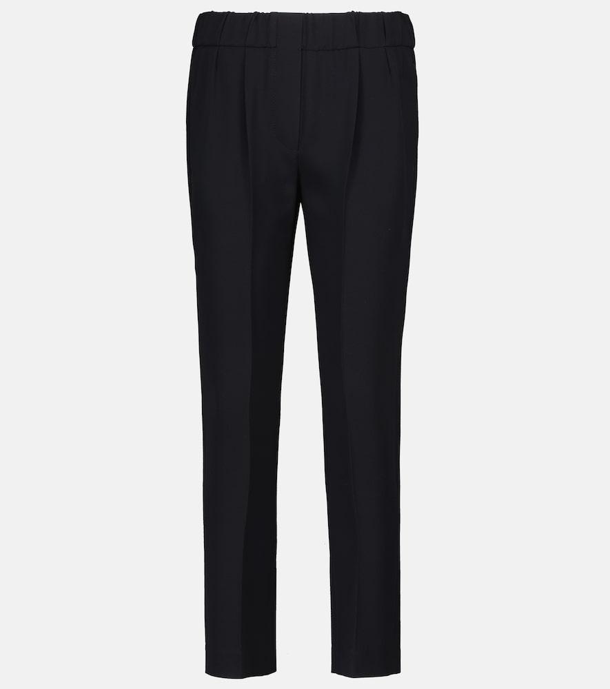 brunello cucinelli high-rise silk-blend pants