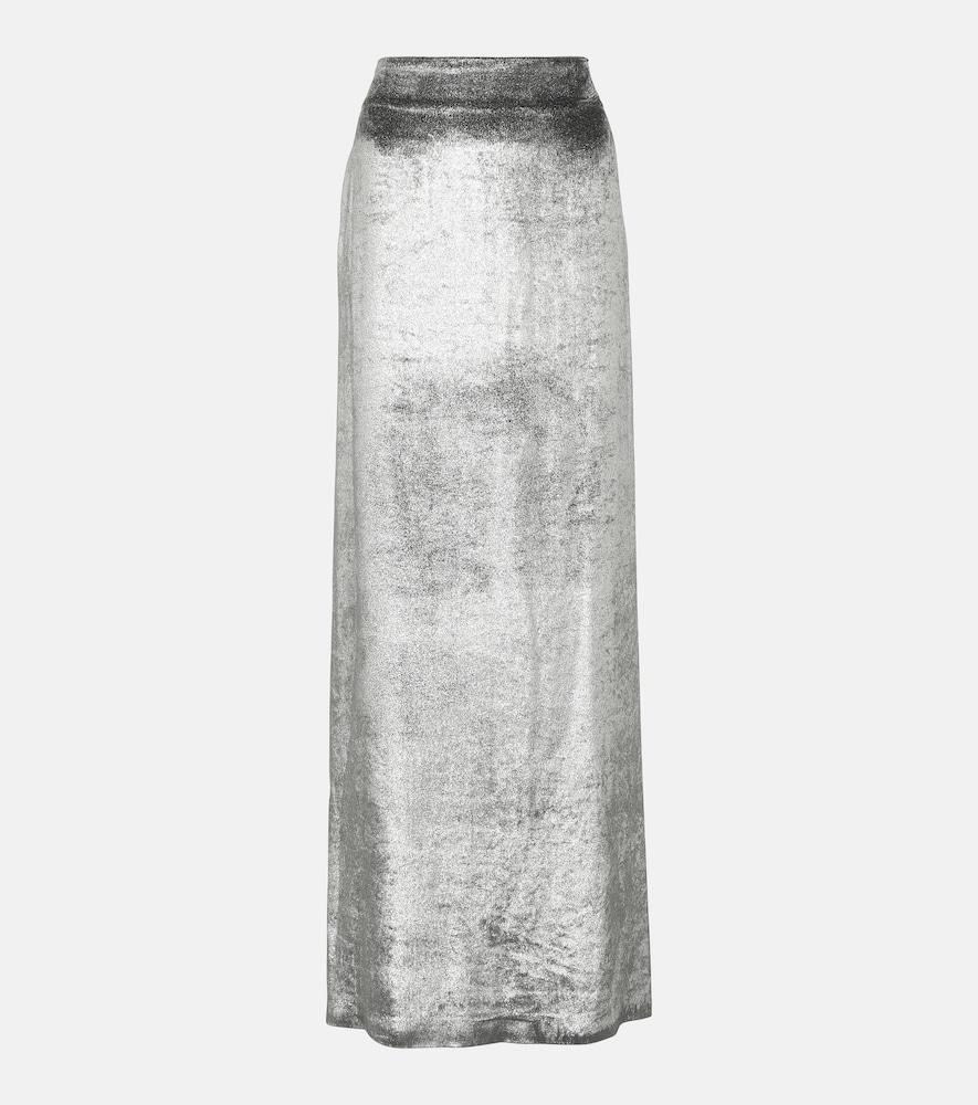 brunello cucinelli high-rise velvet maxi skirt