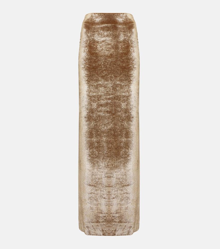 brunello cucinelli high-rise velvet maxi skirt