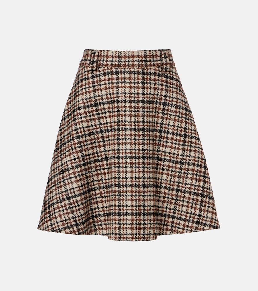brunello cucinelli houndstooth wool and alpaca-blend miniskirt
