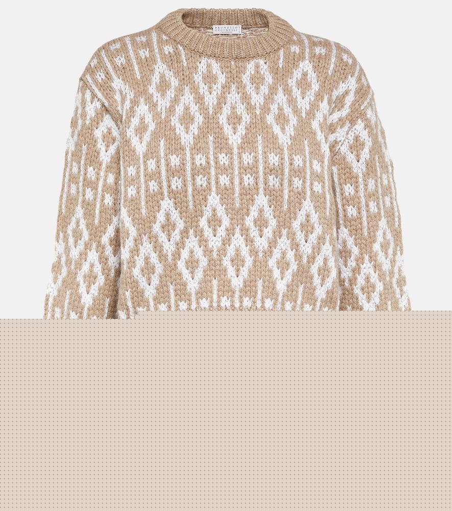 brunello cucinelli jacquard cashmere sweater