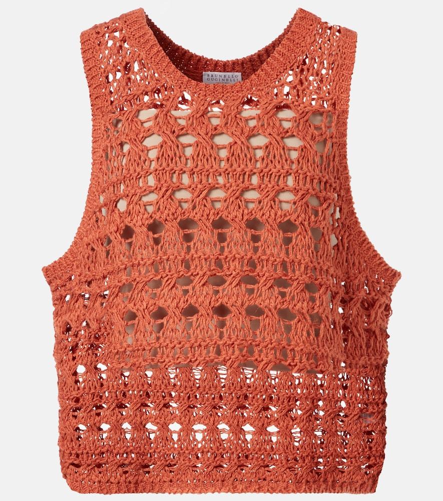 brunello cucinelli jute and cotton-blend sweater vest