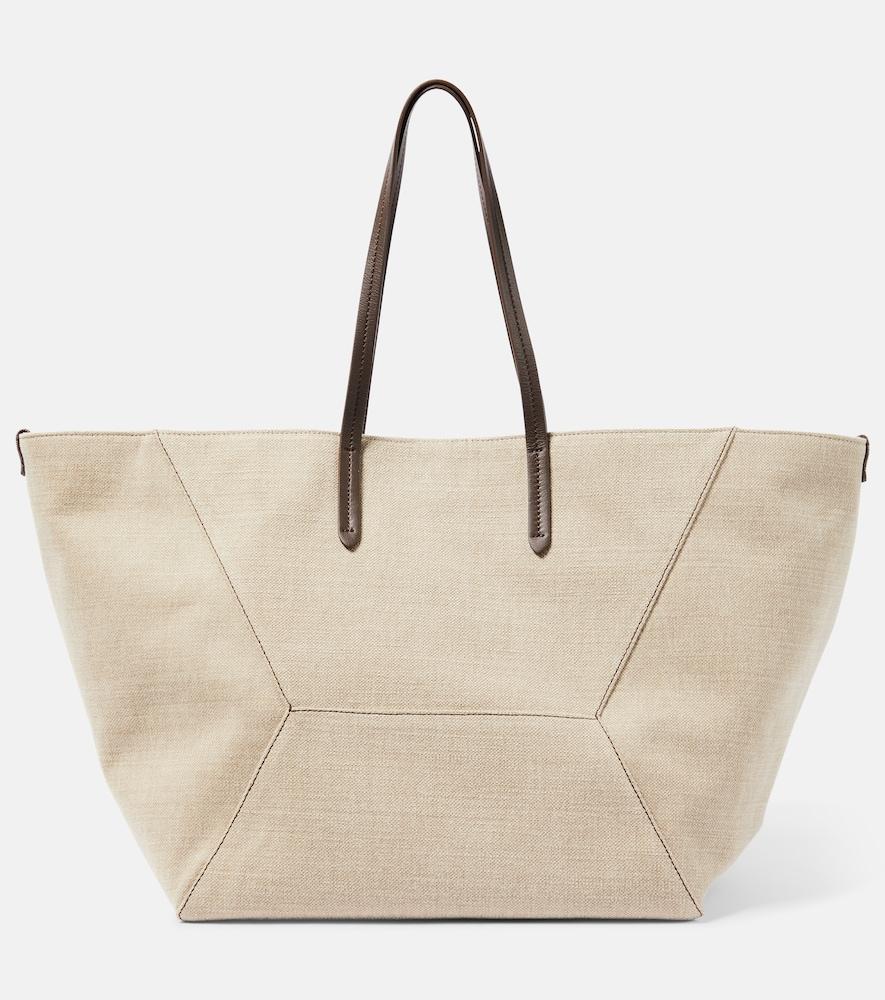 brunello cucinelli large canvas tote bag
