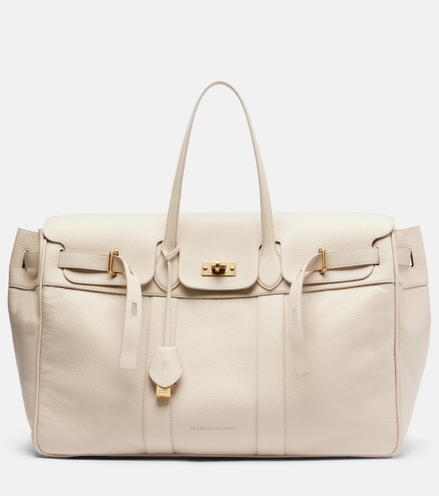brunello cucinelli large leather tote bag