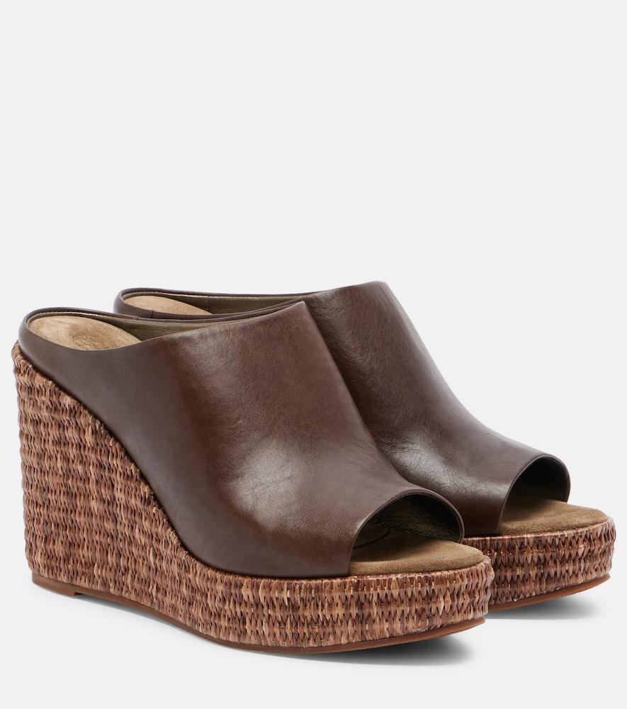 brunello cucinelli leather espadrille wedges